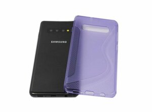 Galaxy S10+ SC-04L/SCV42 ソフト ケース TPU ゴム製 S型模様 ギャラクシー S10 プラス ジャケット カバー クリアパープル