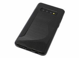 送料無料 Galaxy S10+ Plus SC-04L SC-05L SCV42 ジャケット 背面 TPU ソフト S型模様 ギャラクシー S10 プラス ケース カバー ブラック