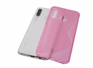 HUAWEI P30 lite Premium/P30 lite HWV33/HWU36 ファーウェイ P30 ライトプレミアム TPU ソフトタイプ S型模様 ケース カバー クリア 桃色