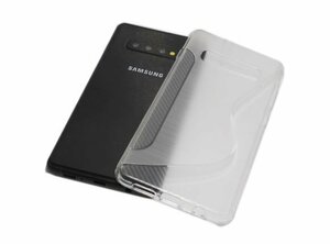 Galaxy S10+ SC-04L/SCV42 ソフト ケース TPU ゴム製 S型模様 ギャラクシー S10 プラス ジャケット カバー クリア