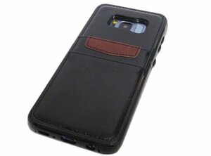 送料無料 Galaxy S8 SC-02J SCV36 ギャラクシー docomo ドコモ AU ジャケット 無地 フェイクレザー 合成皮革 ケース カバー ブラック