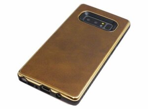 送料無料 Galaxy Note8 SC-01K ジャケット 背面 合皮 合成皮革 フェイクレザー シンプル 無地 ギャラクシー ノート8 ケース カバーブラウン