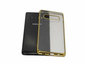 送料無料 Galaxy S10+ Plus SC-04L SC-05L SCV42 背面 TPU ソフト シンプル クリアタイプ ギャラクシー S10 プラス ケース カバー ゴールド