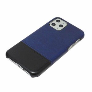 iPhone 11 Pro Max 11 プロ マックス フェイクレザー 合成皮革 アイフォン アイホン ケース カバー ネイビー/ブラック