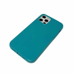 iPhone 12 Pro Max 12 プロ マックス シンプル 無地 光沢 TPU ソフト アイフォン アイホン ケース カバー ターコイズブルー 青緑色