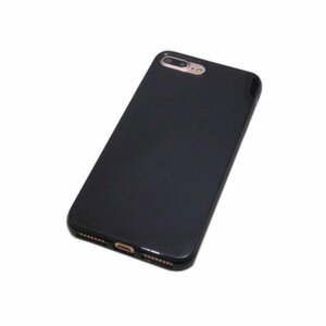 iPhone 8 Plus/iPhone 7 Plus プラス ジャケット シンプル 無地 光沢 TPU ソフト アイフォン アイホン ケース カバー ブラック 黒色