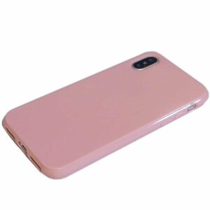 iPhone XS Max ジャケット シンプル 無地 光沢 TPU ソフト アイフォン アイホン XS マックス ケース カバー ライトピンク