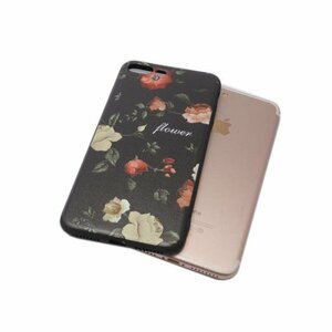 iPhone 8 Plus/iPhone 7 Plus アイフォン アイホン プラス ジャケット 花柄 フラワー柄 TPU ケース カバー ブラックチューリップ