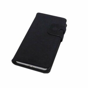 iPhone 8 Plus/7 Plus アイフォン アイホン プラス 手帳型 スタンド カード入れ フェイクレザー 毛並み調 ケース カバー ブラック 黒色
