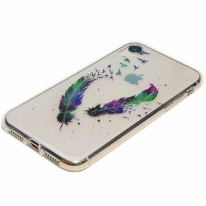 iPhone XR ジャケット 絵画絵柄 プリント 光沢 TPU ソフト アイフォン XR アイホン XR ケース カバー 羽