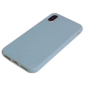 iPhone XS Max ジャケット シンプル 無地 光沢 TPU ソフト アイフォン アイホン XS マックス ケース カバー スカイブルー 水色