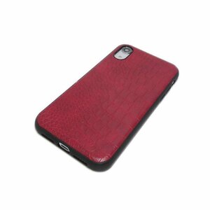 iPhone XR ジャケット クロコ柄 クロコダイル柄 型押し ハードタイプ アイフォン XR アイホン XR ケース カバー レッド 赤色