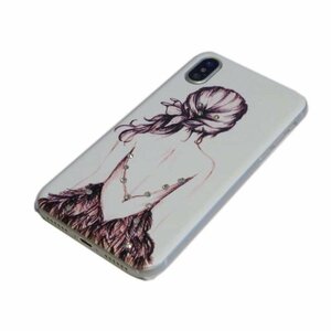 iPhone XS/X アイフォン X アイホン XS キラキラ 絵画絵柄 可愛い かわいい プリント ラインストーン ケース カバー 後姿の女性