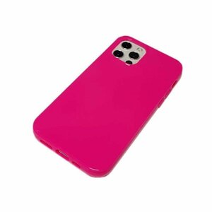 iPhone 12 Pro Max アイフォン アイホン 12 プロ マックス シンプル 無地 光沢 TPU ソフト ケース カバー ショッキングピンク