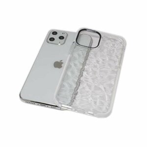 iPhone 11 Pro ジャケット 水晶柄 ダイヤモンド柄 光沢 TPU ソフト アイフォン アイホン 11 プロ ケース カバー クリアホワイト 透明/白色