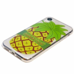 iPhone XR アイフォン XR アイホン XR ジャケット 絵画絵柄 プリント 光沢 TPU ソフト ケース カバー パイナップル