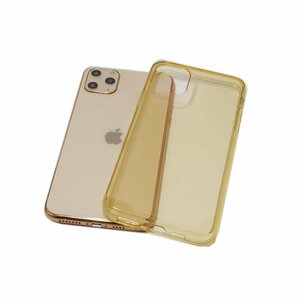 iPhone 11 Pro Max アイフォン アイホン 11 プロ マックス シンプル 無地 光沢 TPU ソフト ケース カバー クリアゴールド 透明/金色