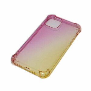 iPhone 11 ジャケット カラフル グラデーション 光沢 TPU ソフト アイフォン アイホン ケース カバー ピンク/ゴールド