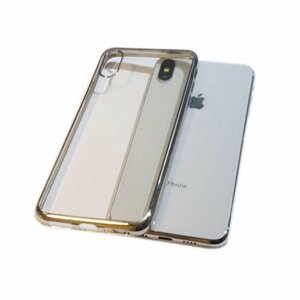 iPhone XS Max ジャケット クリアタイプ 無地 光沢 TPU ソフト アイフォン アイホン XS マックス ケース カバー シルバー 銀色