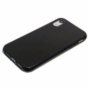 iPhone XR アイフォン XR アイホン XR ジャケット シンプル 無地 光沢 TPU ソフト ケース カバー ブラック 黒色