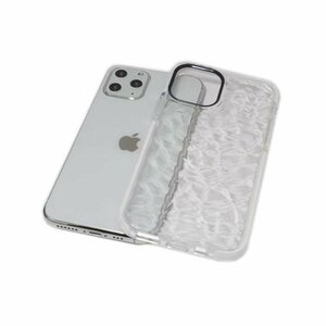 iPhone 11 ジャケット 水晶柄 ダイヤモンド柄 光沢 TPU ソフト アイフォン 11 アイホン 11 ケース カバー クリアホワイト 透明/白色