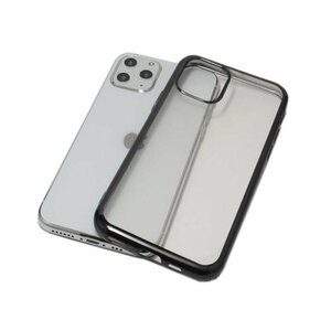 iPhone 12 Pro/iPhone 12 ジャケット クリアタイプ 無地 光沢 TPU ソフト アイフォン 12 アイホン 12 プロ ケース カバー ブラック 黒色