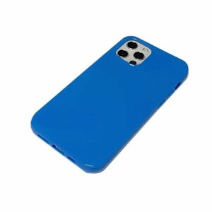 iPhone 12 mini ジャケット シンプル 無地 光沢 TPU ソフト アイフォン アイホン 12 ミニ ケース カバー ブルー 青色