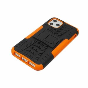 iPhone 12 Pro Max アイフォン アイホン 12 プロ マックス スタンド ダブルレイヤー 鎧 二重構造 ハード ケース カバー オレンジ 橙色