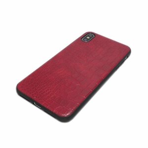 iPhone XS/X ジャケット クロコ柄 クロコダイル柄 型押し ハードタイプ アイフォン X アイホン XS ケース カバー レッド 赤色