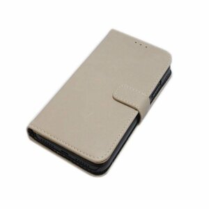 iPhone XS/X アイフォン X アイホン XS 手帳型 スタンド カード入れ フェイクレザー 合成皮革 ケース カバー アイボリー