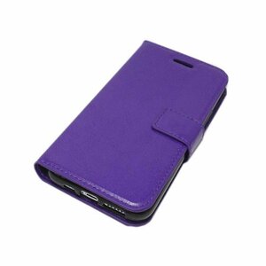 iPhone 11 手帳型 スタンド カード入れ シンプル 無地 フェイクレザー 合成皮革 アイフォン 11 アイホン 11 ケース カバー パープル 紫色