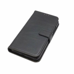 iPhone XS/X 手帳型 スタンド カード入れ シンプル 無地 フェイクレザー 合成皮革 アイフォン X アイホン XS ケース カバー ブラック 黒色