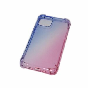 iPhone 11 Pro Max アイフォン アイホン 11 プロ マックス カラフル グラデーション 光沢 TPU ソフト ケース カバー ブルー/ピンク