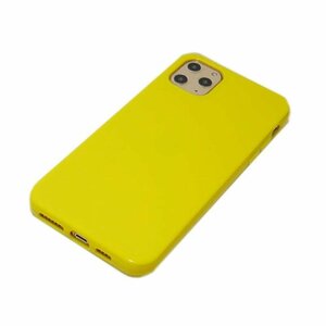 iPhone 11 Pro Max アイフォン アイホン 11 プロ マックス ジャケット シンプル 無地 光沢 TPU ソフト ケース カバー イエロー 黄色