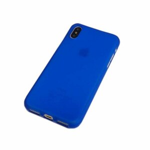 iPhone XS Max シンプル 無地 サラサラ肌触り TPU 非光沢 マット アイフォン アイホン XS マックス ケース カバー クリアブルー 透明/青色