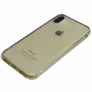iPhone XR ジャケット シンプル 無地 光沢 TPU ソフト アイフォン XR アイホン XR ケース カバー クリアゴールド 透明/金色