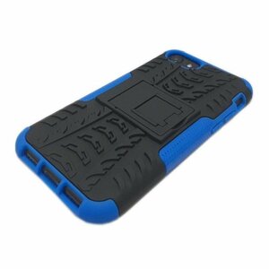 iPhone SE(第3世代/第2世代)/8/7 アイフォン アイホン スタンド 凸凹 アーマー 鎧 二重構造 ハード SE3 SE2 ケース カバー ブルー 青色