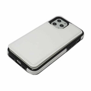 iPhone 11 Pro Max アイフォン アイホン 11 プロ マックス 背面カードいれ フェイクレザー 合成皮革 ケース カバー ホワイト 白色