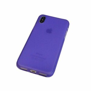 iPhone XS/X シンプル 無地 サラサラ肌触り TPU 非光沢 マット アイフォン X アイホン XS ケース カバー クリアパープル 透明/紫色