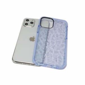 iPhone 11 アイフォン 11 アイホン 11 ジャケット 水晶柄 ダイヤモンド柄 光沢 TPU ソフト ケース カバー クリアブルー 透明/青色