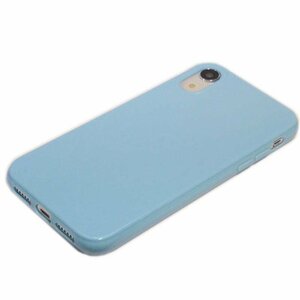 iPhone XR アイフォン XR アイホン XR ジャケット シンプル 無地 光沢 TPU ソフト ケース カバー スカイブルー 水色