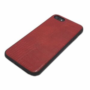 iPhone SE(第3世代/第2世代)/8/7 アイフォン アイホン クロコ柄 クロコダイル柄 型押し ハードタイプ SE3 SE2 ケース カバー レッド 赤色