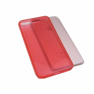 iPhone 8 Plus/iPhone 7 Plus アイフォン アイホン プラス シンプル 無地 光沢 TPU ソフト ケース カバー クリアレッド 透明/赤色