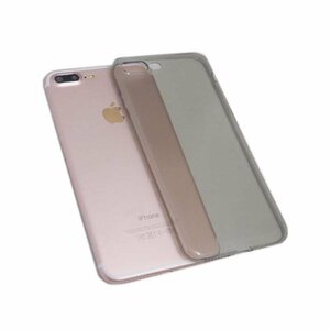 iPhone 8 Plus/iPhone 7 Plus アイフォン アイホン プラス シンプル 無地 光沢 TPU ソフト ケース カバー クリアブラック 透明/黒色