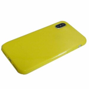 iPhone XS Max ジャケット シンプル 無地 光沢 TPU ソフト アイフォン アイホン XS マックス ケース カバー イエロー 黄色