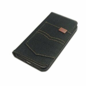 iPhone XS Max 手帳型 スタンド ポケット デニム ジーンズ ジーパン アイフォン アイホン XS マックス ケース カバー ブラック 黒色