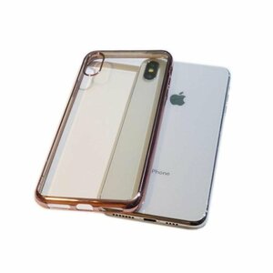 iPhone XS/X アイフォン X アイホン XS ジャケット クリアタイプ 無地 光沢 TPU ソフト ケース カバー ピンク 桃色