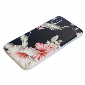 Art hand Auction Funda iPhone XS Max con purpurina y estampado bonito y bonito, funda para iPhone XS Max con diamantes de imitación, fondo negro, estampado floral, accesorios, Fundas iPhone, Para iPhone XS Max