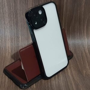 iPhone 15 (無印) クリアタイプ 透明 塩化ビニル/TPU 透ける アイフォン 15 アイホン 15 ハード ケース カバー ブラック