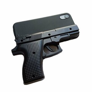 iPhone XS Max ピストル型 おもちゃ 拳銃 3D おもしろい イベント アイフォン アイホン XS マックス ケース カバー ブラック 黒色
